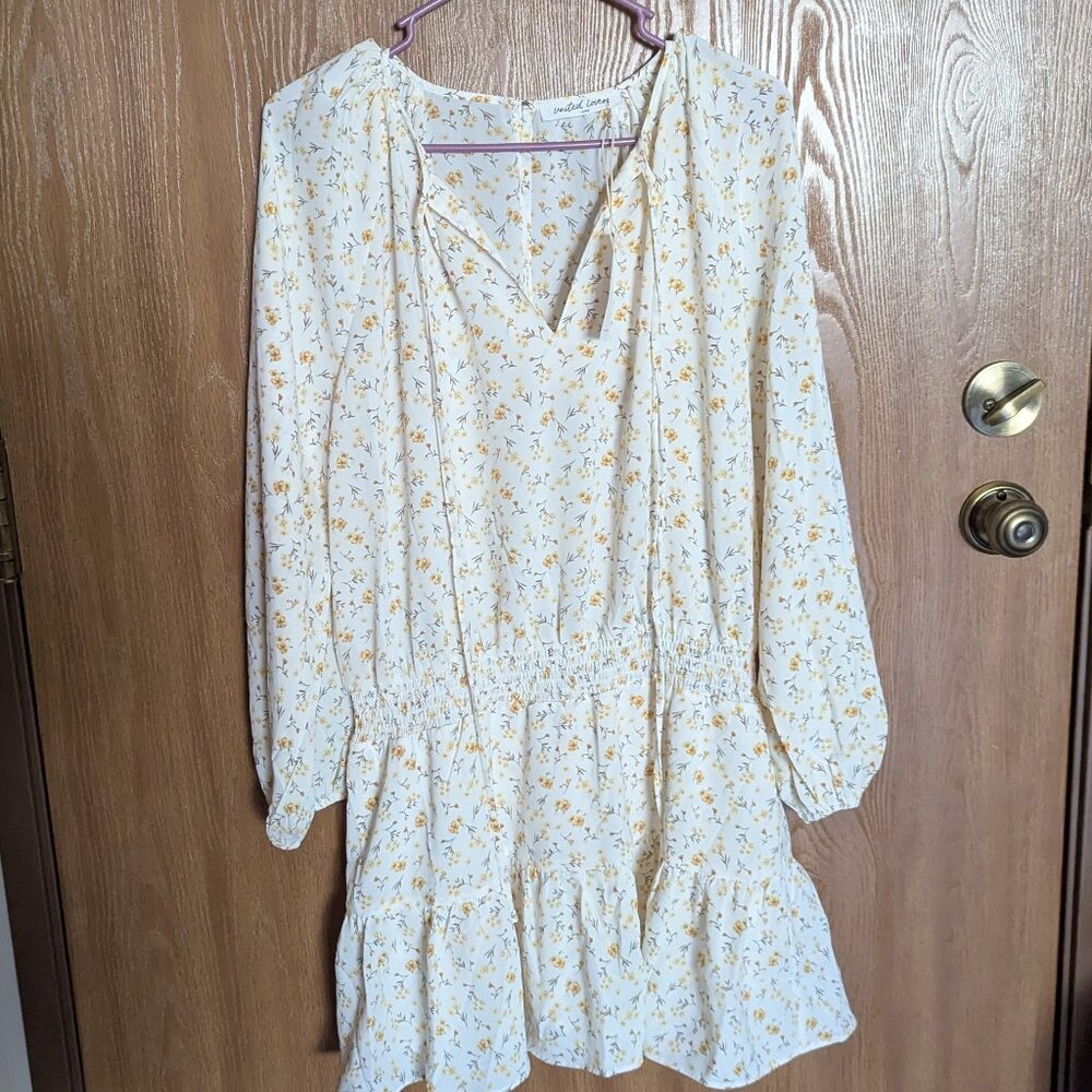 United Lovers white and yellow Floral Dress Romper, L